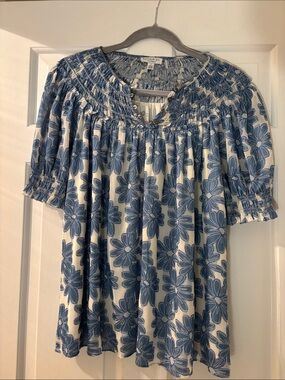 Current Air Blue Floral Blouse